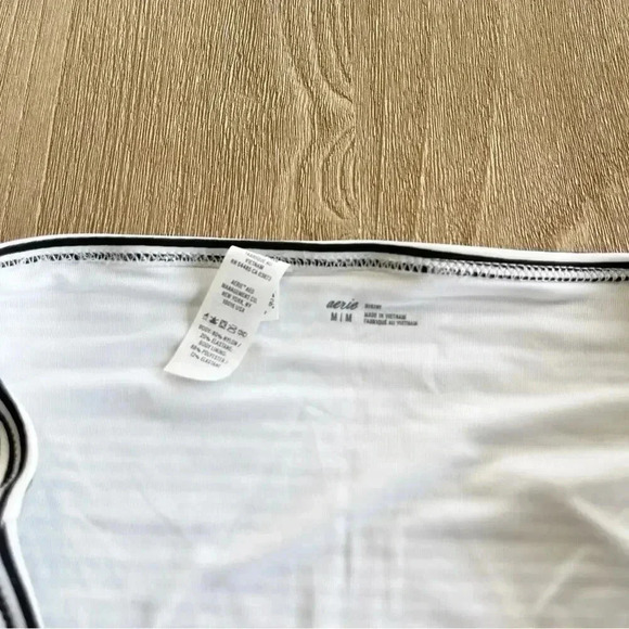 Aerie Printed Swim Bikini Bottom in True Black White Stripe Size Medium NWOT - Picture 4 of 6